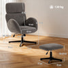 HOMCOM Swivel Armchair and Footstool Set, Height Adjustable Accent Chair with Adjustable Headrest, Rocking Function, Grey