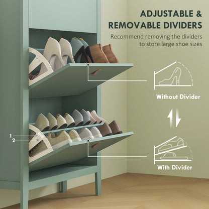 HOMCOM Modern Three-Drawer Shoe Cabinet in Green