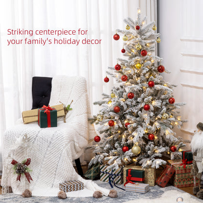HOMCOM 5ft Bushy Snow-Flocked Artificial Christmas Tree in Green