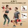 SPORTNOW 30kg Four-In-One Adjustable Weight Dumbbells Set, Barbell, Kettlebell, Push Up Stand - Red