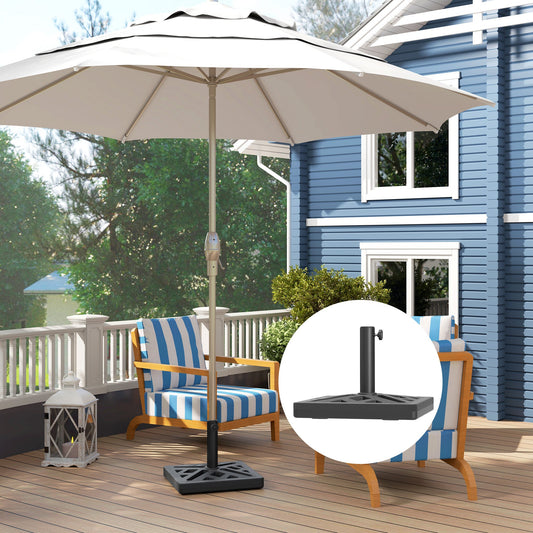 قاعدة مظلة الحديقة من Outsunny، حامل مظلة خارجي HDPE بوزن 15 كجم، حامل مظلة بتصميم مقطوع، قاعدة مظلة شمسية لأعمدة 32، 38، 48 ملم، أسود