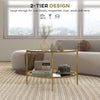 HOMCOM Round Coffee Table with Storage, 2-Tier Tempered Glass Coffee Table with Steel Frame for Living Room, Gold Tone
