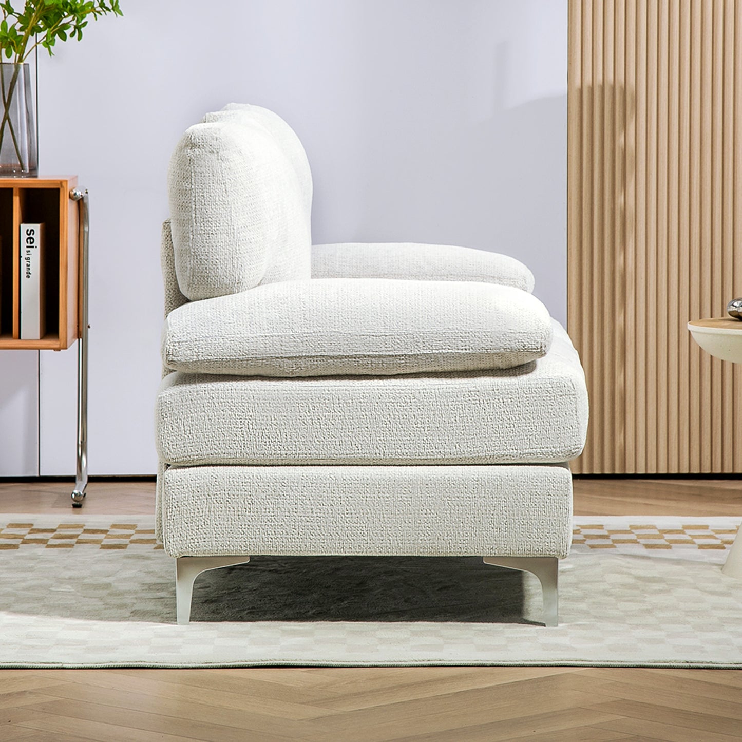 HOMCOM 2 Seater Sofa, Modern Fabric Loveseat with Spring Cushion and Metal Legs, Small Couch for Living Room, Bedroom, Home Office, Reception, Cream White