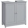 kleankin 60x60cm Under-Sink Storage Cabinet w/ Adjustable Shelf Handles Drain Hole Bathroom Cabinet Space Saver Organizer Grey