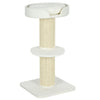 PawHut 2 Tier Sisal Sherpa Cat Tree with Basket Cushion Sisal Post Cream White