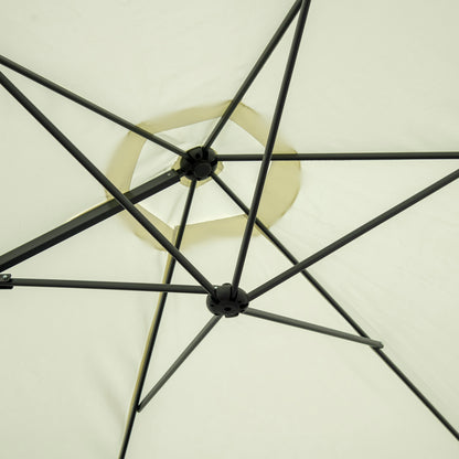 Outsunny 2.5M Garden Cantilever Parasol, Offset Roma Patio Umbrella Hanging Sun Shade Canopy Shelter with 360√Ç¬∞ Rotation and Cross Base, Beige