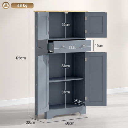 HOMCOM Kitchen Cupboard in Grey Blue