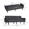 HOMCOM Three-Seater Sofa Bed, with Cupholders - Grey