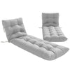 Outsunny Sun Lounger Cushions Only, Garden Lounge Chair Cushions Set of 2, Sunbed Replacement Pads with 4 Ties, Light Grey