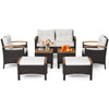 7 Piece Patio Rattan Sofa Set Outdoor with Cushions and Ottomans
