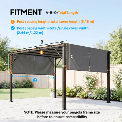 Outsunny 2 Pcs UV Protection Pergola Replacement Canopy, Pergola Shade Cover, Easy to Install, for 3 x 3(m) Pergola, Dark Grey