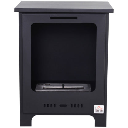 HOMCOM Freestanding Ethanol Fireplace, Bioethanol Fire with 0.9L Tank, 3 Hours Burning Time for Indoor, Black