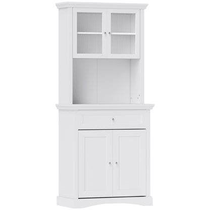 HOMCOM 4-Door Kitchen Cupboard with Drawer in White