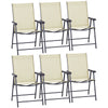 Outsunny Set of Six Folding Garden Chairs - Beige