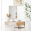 HOMCOM Wall Bathroom Mirror, 70 x 50 cm Wall-Mounted Mirror for Living Room, Bedroom, Hallway, Natural Wood