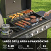 Outsunny 4+1 Burner Gas BBQ Grill with Storage Cabinet, 15.2 kW Gas Barbecue Trolley with Side Table, 4 Wheels, Warming Rack