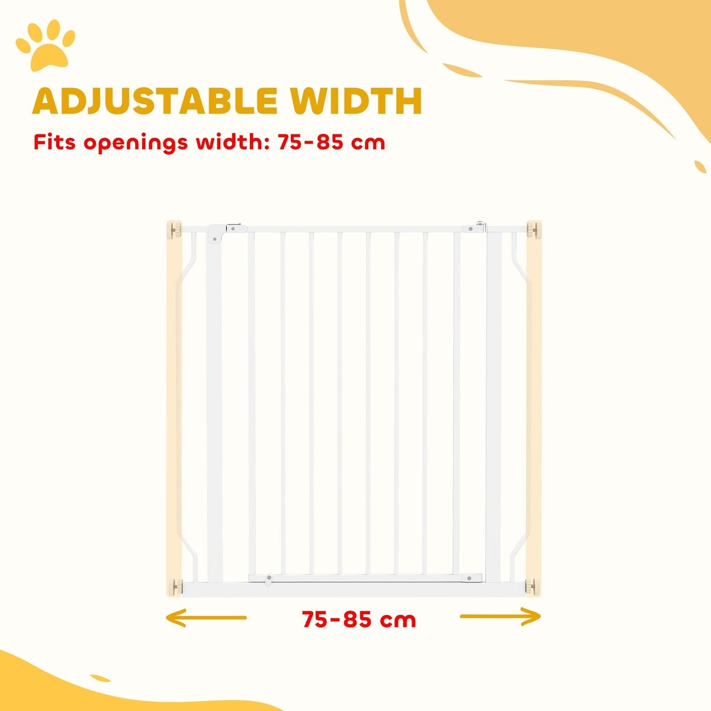 PawHut Extra Wide Dog Gate, with Door Pressure, for Doorways, Hallways, Staircases - White