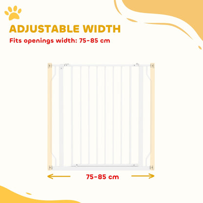 PawHut Extra Wide Dog Gate, with Door Pressure, for Doorways, Hallways, Staircases - White