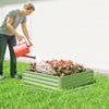 Outsunny Square Raised Garden Bed Box with Weatherized Steel Frame for Vegetables, Flowers, & Herbs, 120 x 120 x 30cm, Light Green