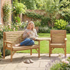 Outsunny Wooden Garden Furniture Set , 1 Chair, 1 Bench and Detachable Table, Natural Wood Finish