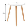 Round Occasional/Side Table with Natural Wood Legs for Home and Office-White