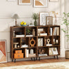 7-Cube Bookcase Mid Century Modern Storage Organizer with 4 Tapered Metal Legs-Coffee