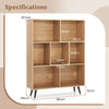 7-Cube Bookcase Mid Century Modern Storage Organizer with 4 Tapered Metal Legs-Natural