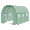 Outsunny Walk-in Polytunnel Greenhouse, Outdoor Garden Tunnel Greenhouse Tent with Zipped Roll-Up Door, Green