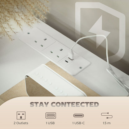 HOMCOM خزانة أدراج بوجيه، منظم تخزين بـ 8 أدراج قماشية مع محطة شحن، 2 منفذ USB و 2 منفذ تيار متردد، إطار فولاذي، خزانة قماش لغرفة المعيشة، غرفة النوم، المدخل، أبيض كريمي