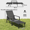 Outsunny Sun Lounger Retractable Footrest 5-Position Adjustable Steel Frame for Beach, Porch, Patio, Camping, Black
