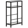 HOMCOM 3-Tier Side Table, Narrow End Table with Storage Shelf and Tempered Glass Tabletop for Small Spaces, Black