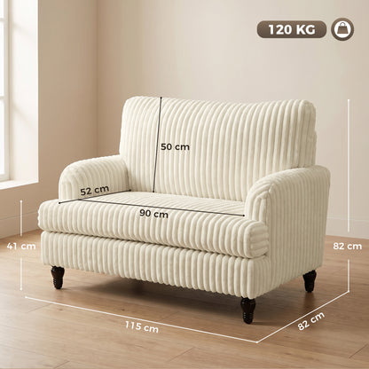HOMCOM Corduroy Single Sofa Armchair in Cream