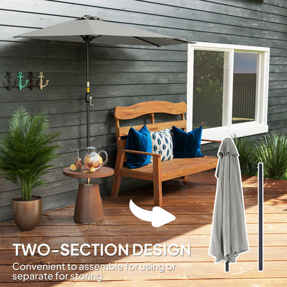 Outsunny Half Round Parasol Umbrella - Light Grey