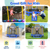 7 Feet Hexagonal Trampoline with Slide and Safety Enclosure Net-Blue