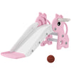 AIYAPLAY 3 in 1 Kids Slide with Climber, Basketball Hoop and Ball, Giraffe Shape Climber Slide for Indoor Kids Age 1-3, Pink