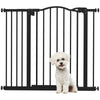 PawHut Metal 74-94cm Adjustable Pet Gate Safety Barrier w/ Auto-Close Door Black