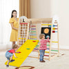 7-in-1 Wooden Climbing Toy Set for Toddlers with Monkey Bars and Blackboard-Colourful