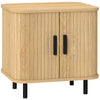 HOMCOM Bedside Table, Nordic Side Table with Roller Shutter Style Sliding Doors and Metal Legs for Bedroom, Living Room, Oak Tone