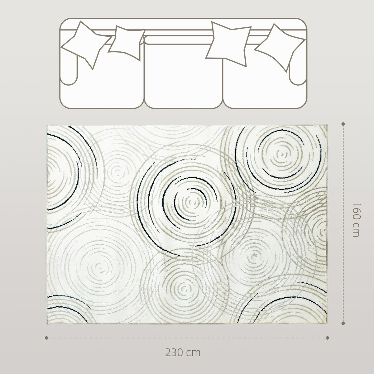 HOMCOM Modern Area Rug in Cream White