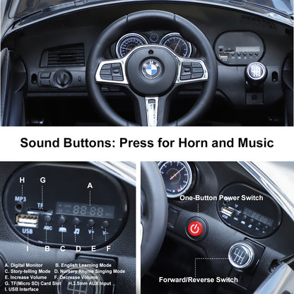 HOMCOM Kids Electric Ride On Car 6V Licensed BMW 6GT W/ Remote-Black