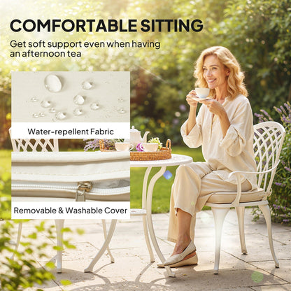Outsunny Three-Piece Cast Aluminium Bistro Set - White