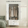 HOMCOM 2-Door Wardrobe, Modern Wardrobe with 2 Drawers and Hanging Rail for Bedroom, White