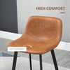 HOMCOM Bar Stools Set of 2, PU Leather Dining Stools with Backrest, Footrest, for Kitchen, Counter, Breakfast Bar, Brown