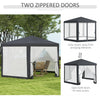 Outsunny 4M Hexagon Gazebo, Netting Party Tent, Patio Canopy Outdoor Event Shelter for Activities, Shade Resistant, Dark Grey