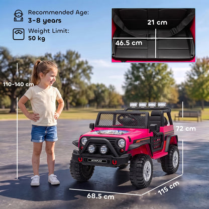 AIYAPLAY 12V Kids Electric Ride on Car with 2 Motors, Remote Control, Soft Start, Four-Wheel Suspension, Seat Belt