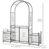 Outsunny Metal Garden Arbor Arch with Double Doors, 2 Side Planter Baskets, Climbing Vine Frame, Black