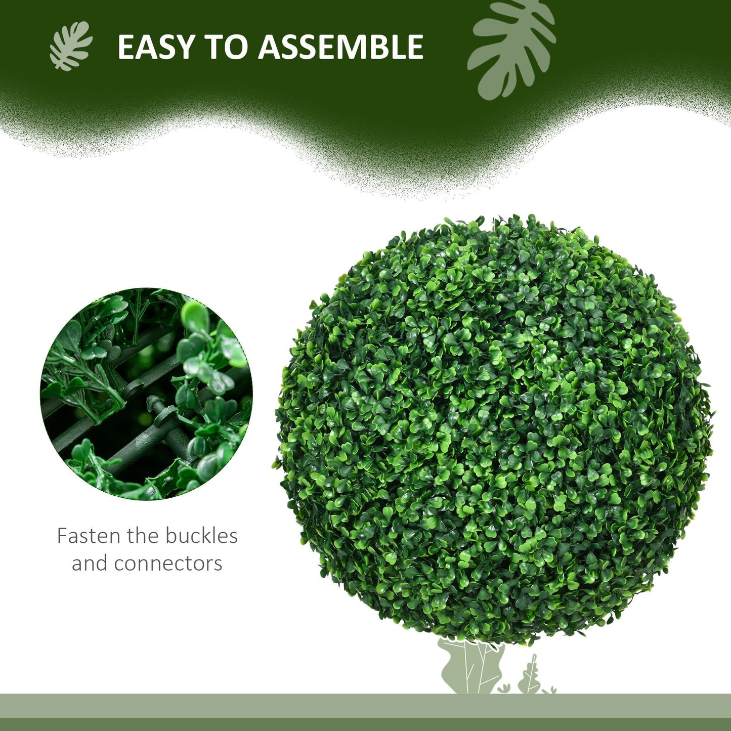 HOMCOM Set of Two Artificial Boxwood Balls Plants - Green