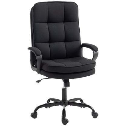 HOMCOM Double Padded Linen-Look Office Chair - Black