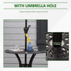 Outsunny 78 cm Round Garden Dining Table with Parasol Hole Antique Cast Aluminium Outdoor Table Only, Black