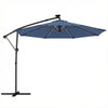Outsunny 3 m Garden Cantilever Parasol with LED Solar Light, Round Overhanging Umbrella with 360Â° Rotation, Cover, Navy Blue